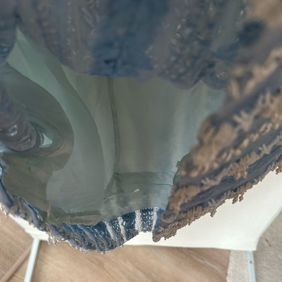 Vtg 60s Hand Beaded Dress Made in Hong Kong Ice Blue Pearl Collar Shift Flawless - Picture 14 of 14